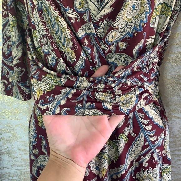 Simone floral 3/4 sleeve cross over midi length dress size S - Picture 4 of 9